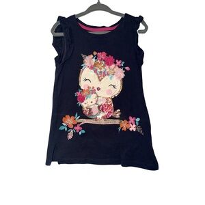 Isaac Mizrahi Navy Floral Owl Tank Top